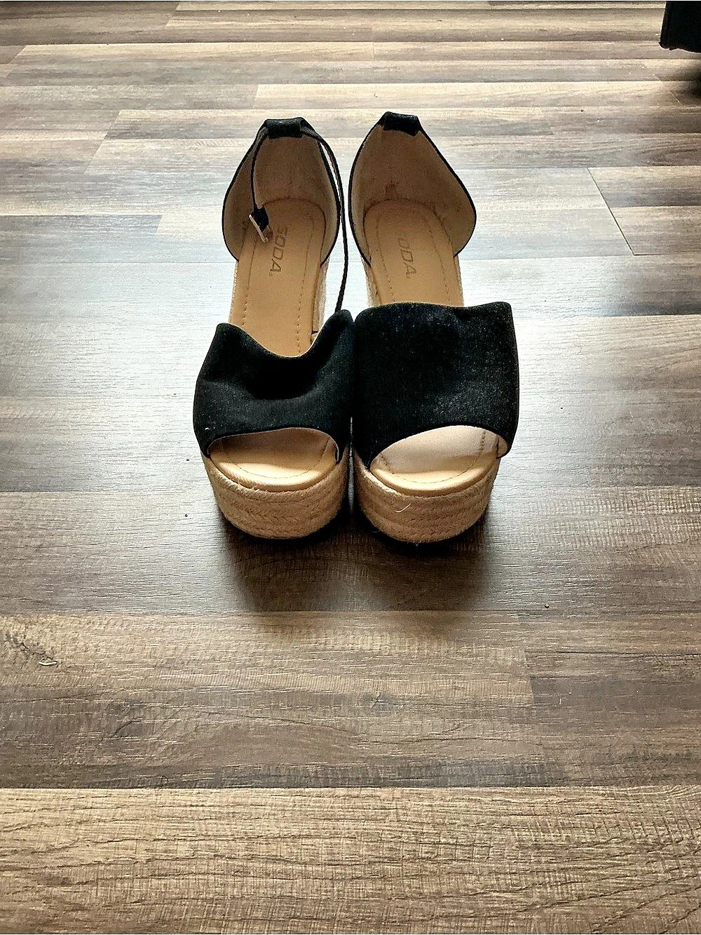 Soda Topic Platform Espadrille Wedge Sandal Black